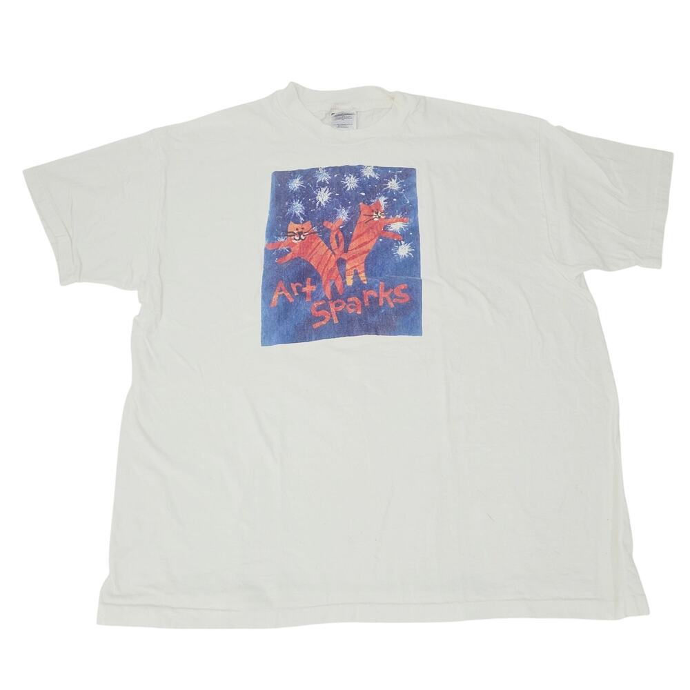 Vintage 90's single Stitch Art Sparks Kitty Cats Graphic T-Shirt XL Artsy 4269